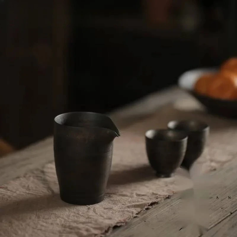 240ml Handmade Thin Tire Tea Pitcher Zen Rust Rough Pottery Sharing Pot Cha Hai Coffee Justice Cup Tea Items Decoration Supplies view 3