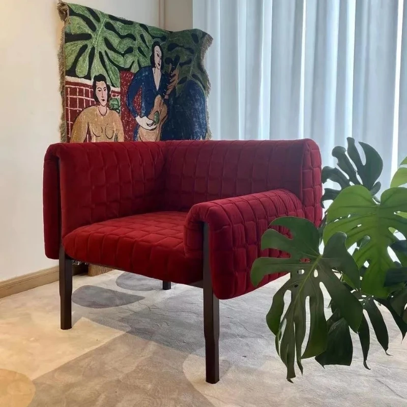 

Light luxury high-end fabric sofa chair single simple space freehand wrought iron modern