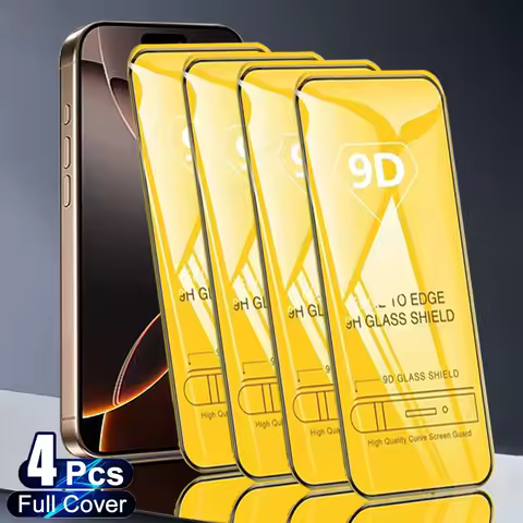4PCS 9D Screen Protector For iPhone 16 13 15 14 11 12 Pro Max Mini 16 15 14 Plus Tempered Glass For iPhone XS Max XR X 8 7 Cover