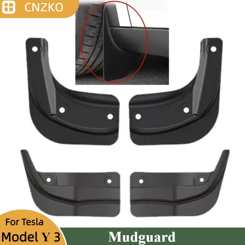 4 Pieces/set Tesla Model 3 Model YModel 3 Highland 2024 Mudguards Do Not Require Drilling Snow Sand or Mud Blocking Accessories