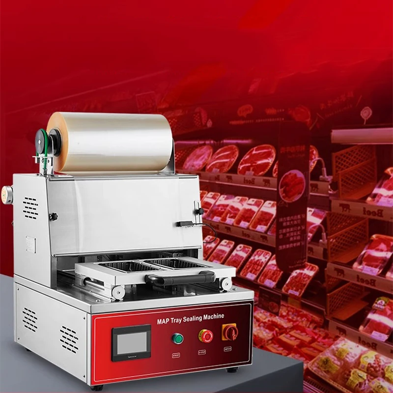 1,8 kW Desktop-Frischhalteverpackungsmaschine Kommerzielle Frischhalteverpackung für rohes und kaltes frisches Fleisch, Steak 220 V