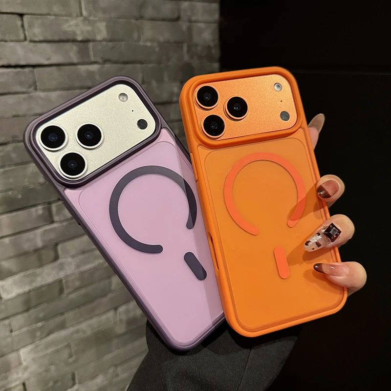 Legierungslinsenrahmen Matt-Hülle für iPhone 18 17 16 15 14 13 12 11 Pro Max 17E Air 16E Hybrid Magnetische Ladung Stoßfeste Hartschale