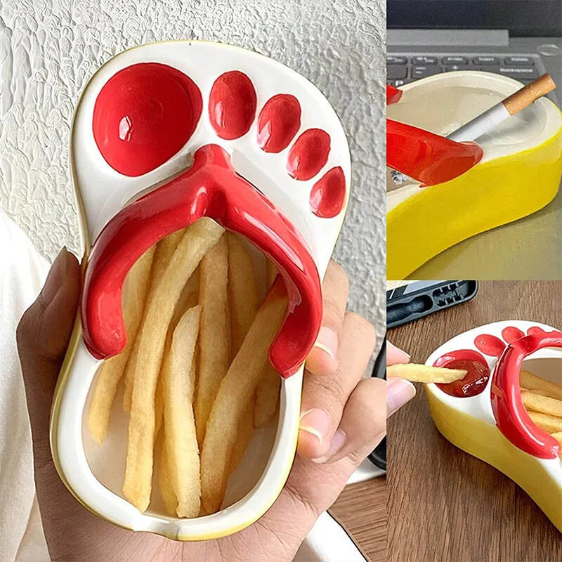 

Ceramic Ashtray Cigar Ashtray Flip-flops Creative French Fries Plate Multifunctional Cutlery Home Decoration Ornaments