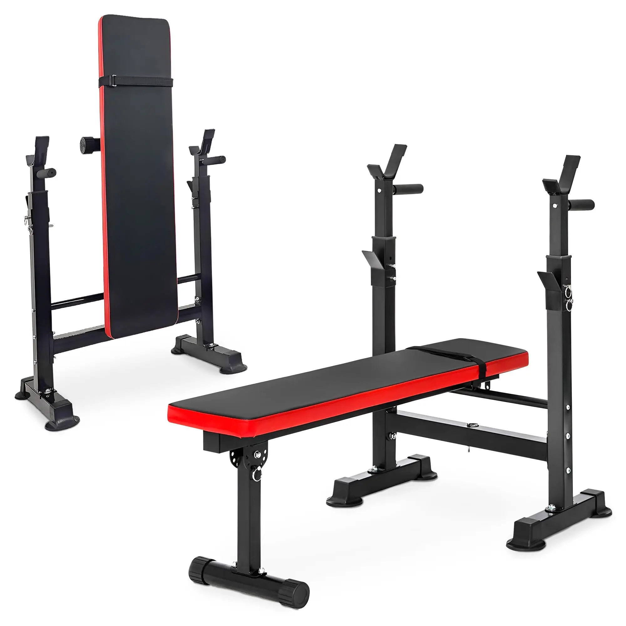 Adjustable Folding Multifunctional Workout Station Adjustable Olympic Workout Bench with Squat Rack