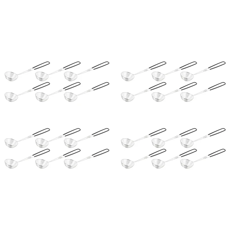 24X Hot Pot Strainer Scoops Stainless Steel Hot Pot Strainer Spoons Mesh Skimmer Spoon Asian Strainer Ladle With Handle