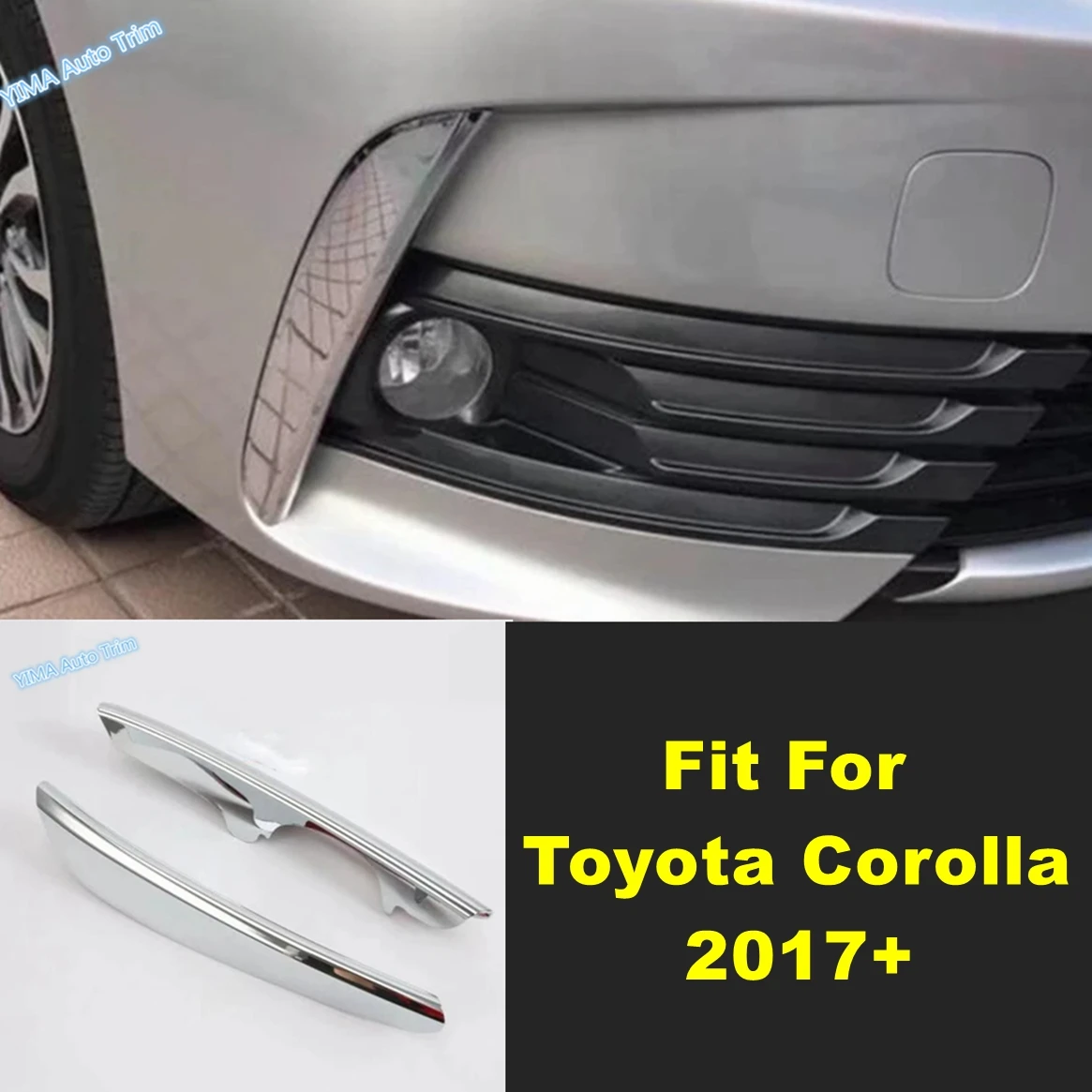 

Auto Front Head Fog Light Foglight Lamp Grille Grill Cover Trim For Toyota Corolla 2017 2018 ABS Red Chrome Accessories Exterior