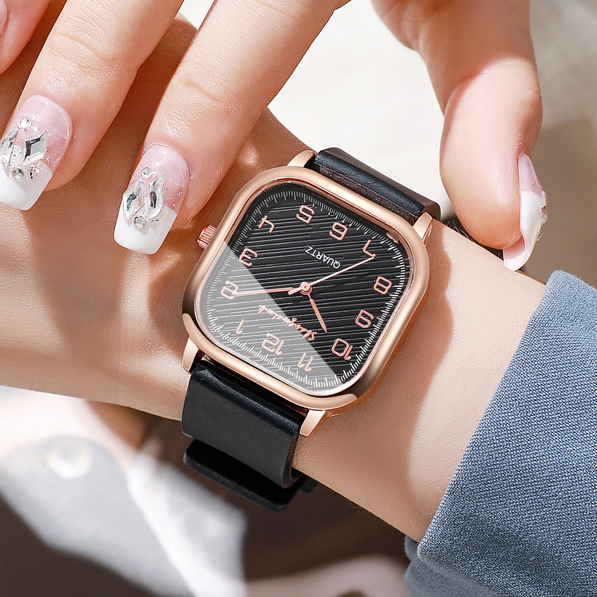 Fashion Square Women Watches Casual Silicone Strap Quartz 