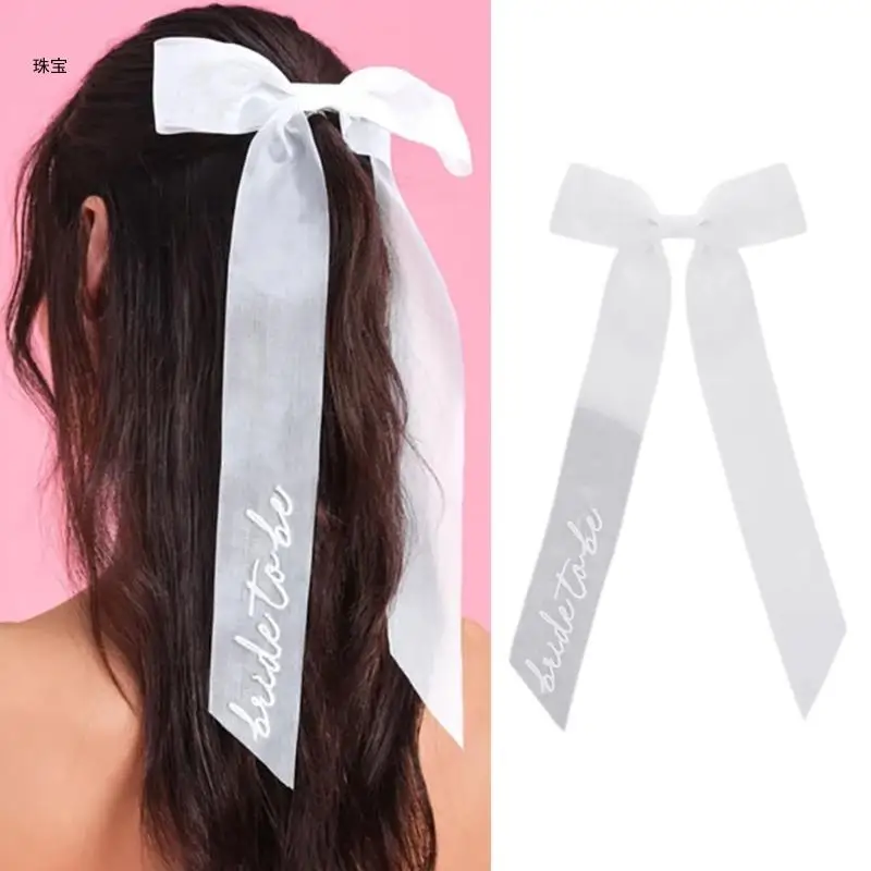 X5QE BrideToBe nœud mariage voile pince à cheveux pour douche nuptiale cheveux voile épingle à cheveux Tulle voile pour