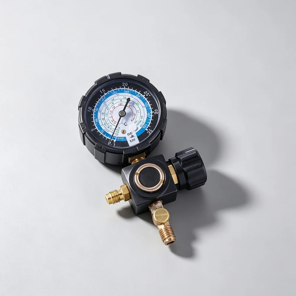 For R410A Compatible Manifold Gauge for HVAC Refrigerant Charging with Support for R32 R22 R404A and G1/4 Thread Interface