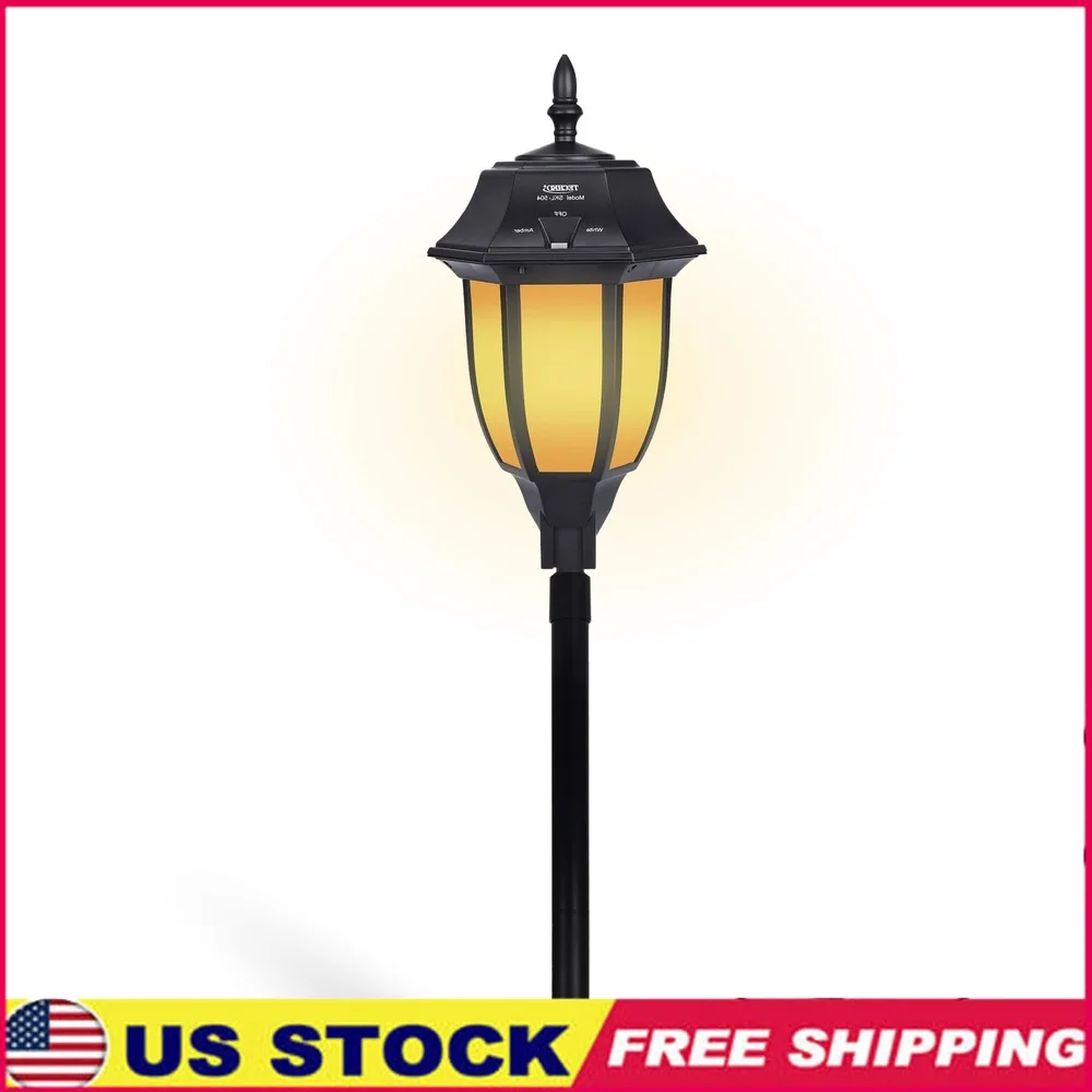 

Outdoor Solar LED Wall Pillar Light Amber White Modes Weather Resistant IP65 Dusk to Dawn Solar Powered 12 Hours Illumination
