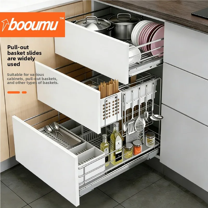 Three-Section Soft Close Drawer Slides Adjustable Side Mount Furniture Rails In Mm Lengths Electroplated Cold-Rolled Steel