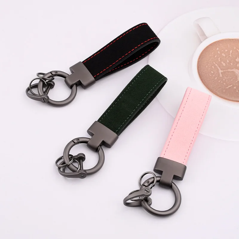 Personality Popular Suede Multicolor Car Keychain T-shaped Leather Key Chain Unisex Bag Pendant Custom LOGO Small Gifts Ornament