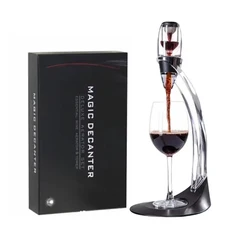 Versatore Decanter per aeratore per vino con tappo per vino sottovuoto, Set aeratore per vino rosso con filtro, Base, borsa da viaggio