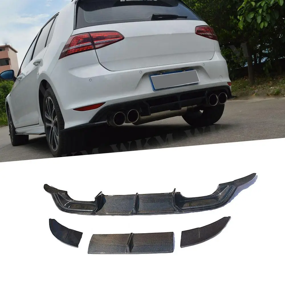 

For VW Carbon Fiber Rear Bumper Diffuser Lip Spoiler Body Kit For Volkswagen Golf 7 MK7 VII Rline Hatchback 2014-2017 FRP