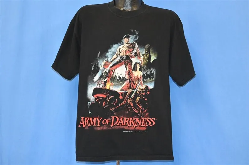 90s Army of Darkness Evil Dead Trilogy Bruce Campbell Sam Raimi Horror Movie t-shirt Extra Large