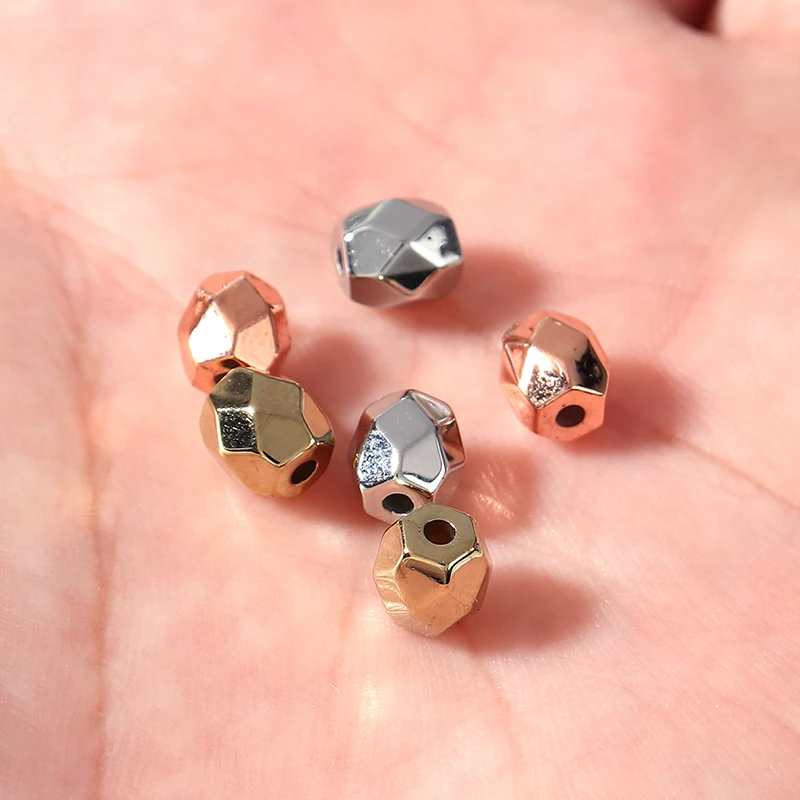 100Pcs Gold Silvers color CCB Spacer Beads Faceted With Long Corner Beads For Jewelry Making Handmade Diy Necklace Bracelet