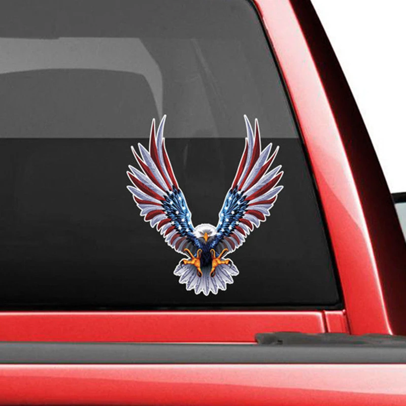 Car Decal Flying Hawk Auto Truck USA Eagle PET Flag Sticker Hood Decals
