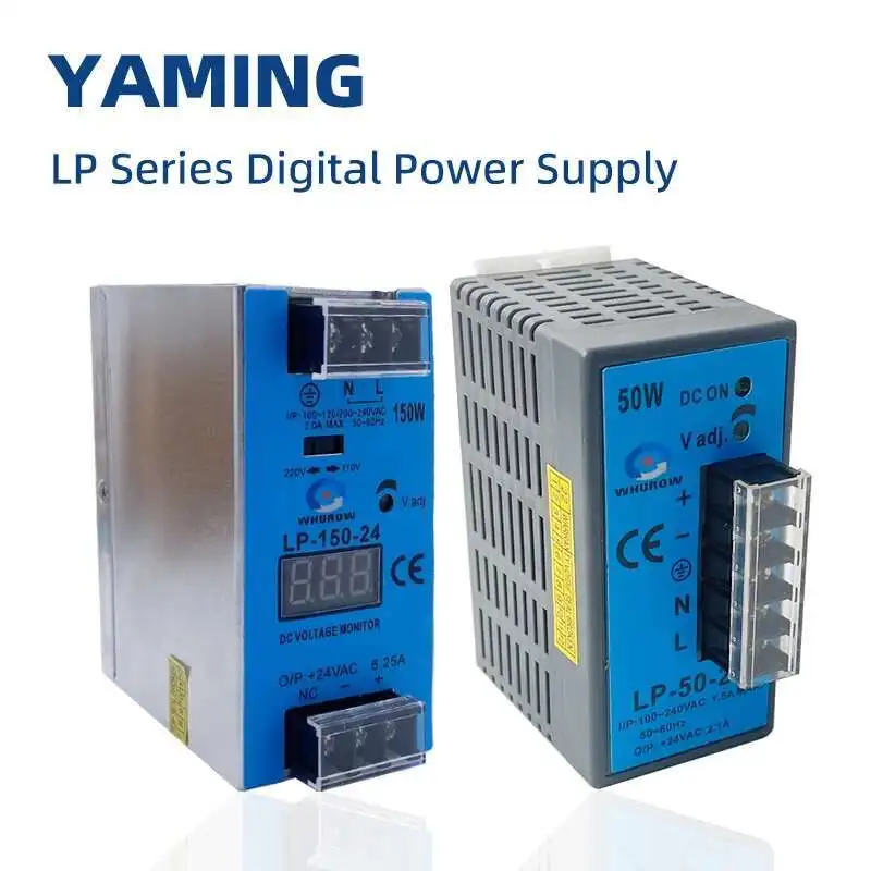 

LP Series.50W 150W 300W DIN Rail Mounted Type Installation Switch Power Supply Voltage Display 12V 24V
