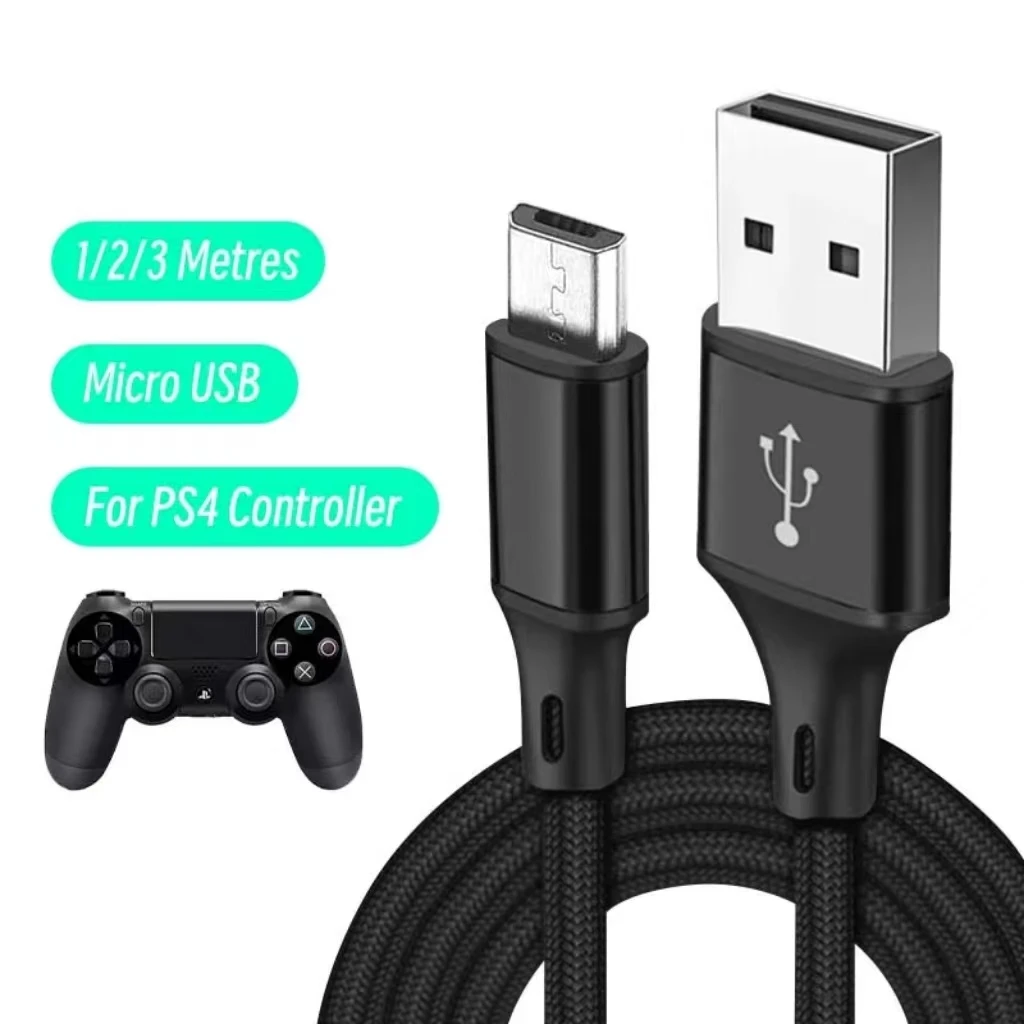 1M 2M 3M Charging Data Cable For PS4 Controller USB Charger Cable For PS4 Gampad Joystick Game Accessories