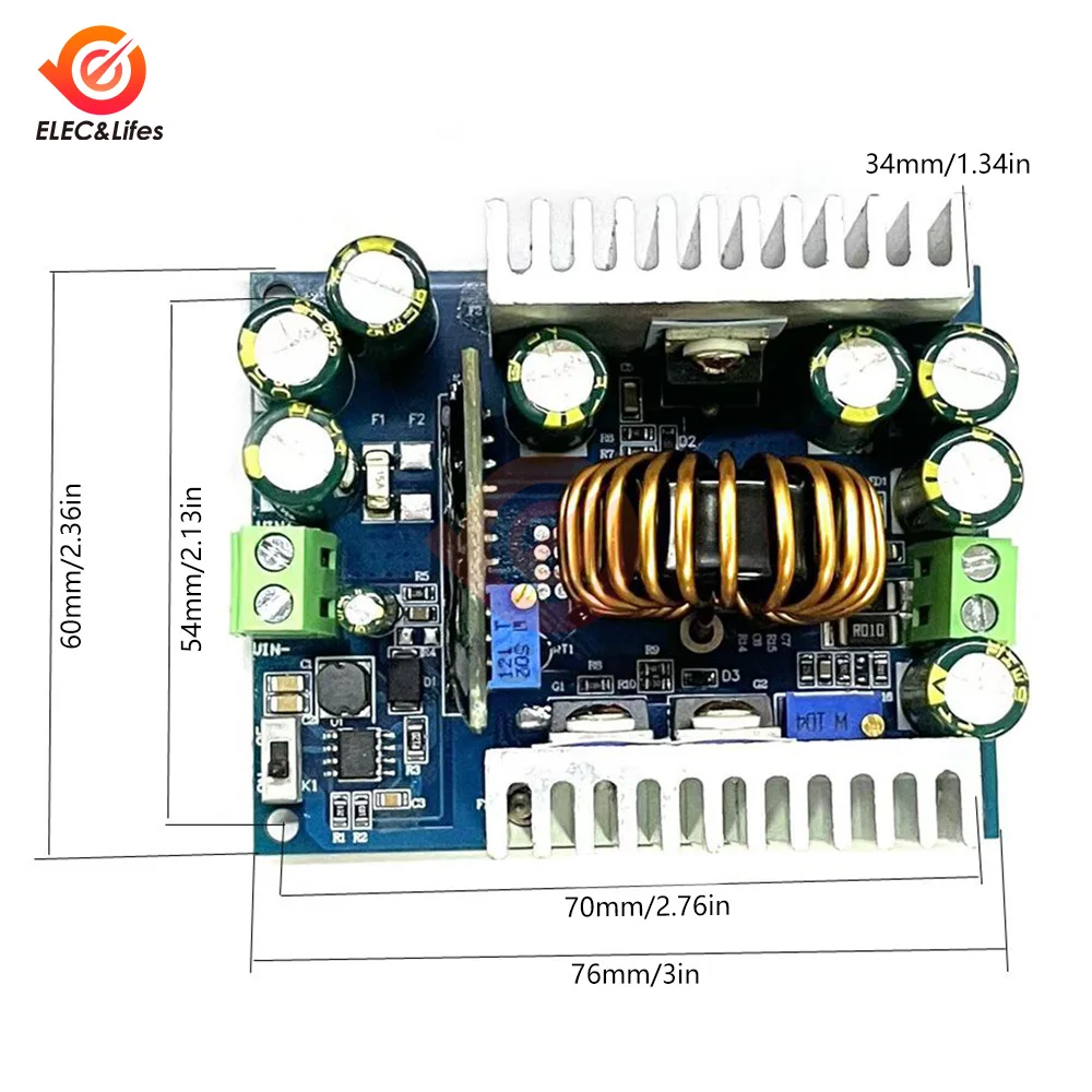 500W 18A DC-DC Buck Converter Step Down Module Constant Current LED Driver Power Step Down Voltage Module Electrolytic Capacitor