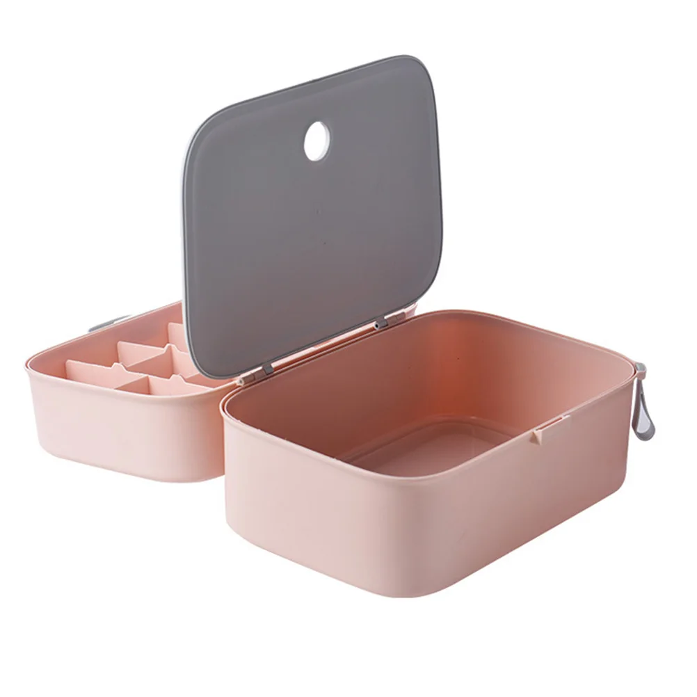 

Pink Plastic Underwear Storage Box Foldable Multifunctional Clothing Organizer For Travel Bra Sock Tie Scarf Sorting Case
