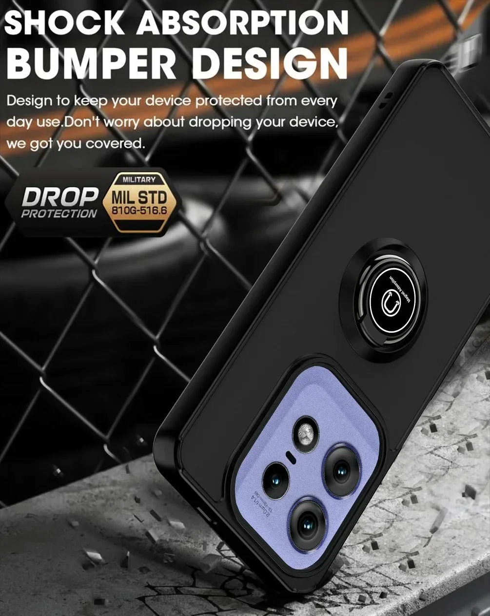 360 Rotation Bracket Case Cover for Motorola Edge 50 Pro Vehicle Magnetic Case Motorola Edge 50 Fusion/Edge 50 Ultra/Edge 40 Neo