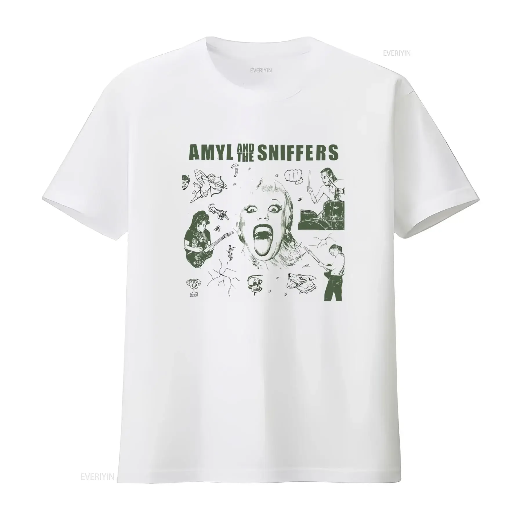 Retro Amyl and The Sniffers Band T Shirt Classic White Best Price vintage Washed Versatile Stretched Breathable graphic