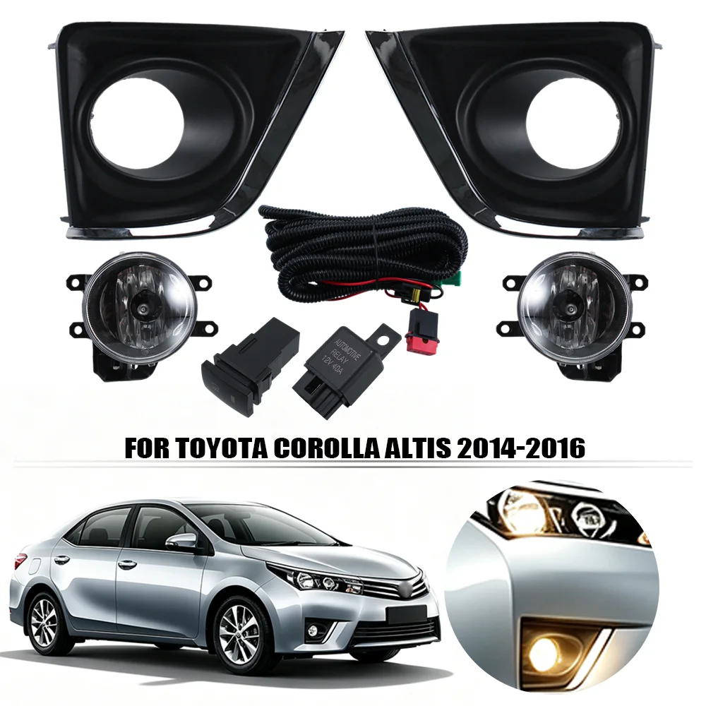 Complete Fog Light Kit For Toyota Corolla Altis 2014 2015 2016 Front Bumper Fog Lamp Set With Covers Harness Switch Relay