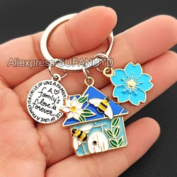 I Love My Family Keychains Gift for Families Cute Cabin Key Ring for Women Lovely House Key Chains New Year Gift
