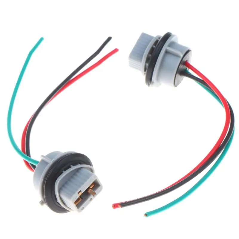 2Pcs 7443 Car Brake Light Socket T20 Bulb Wiring Harness Waterproof Plug