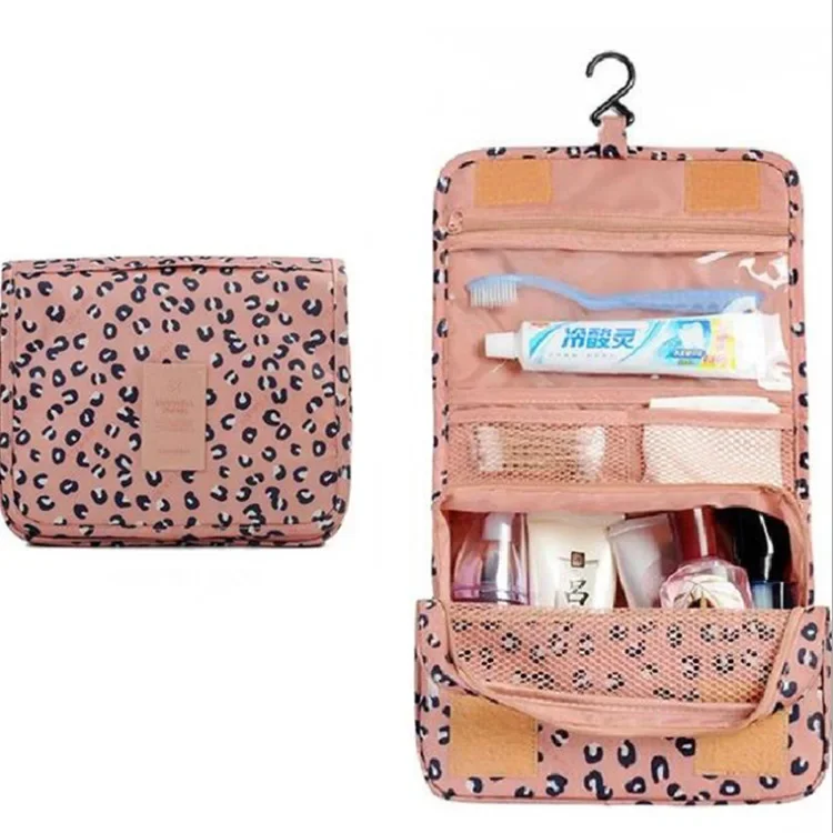 Bolsa de viaje impermeable para mujer, organizador de artículos de tocador y belleza, bolsa de almacenamiento de maquillaje para baño con gancho