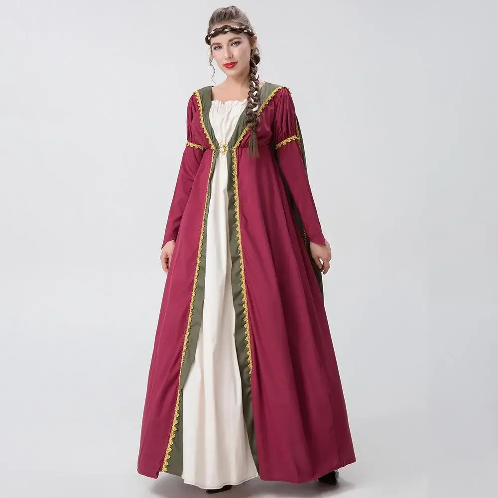 Halloween Carnival European Vintage Court Dress Adult Long Sleeved Robe Medieval Play Costume