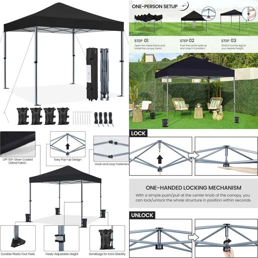 

Portable Outdoor Instant Canopy Tent, Easy Setup 8x8 Gazebo with Wheeled Carry Bag, Commercial-Grade Shelter for Events