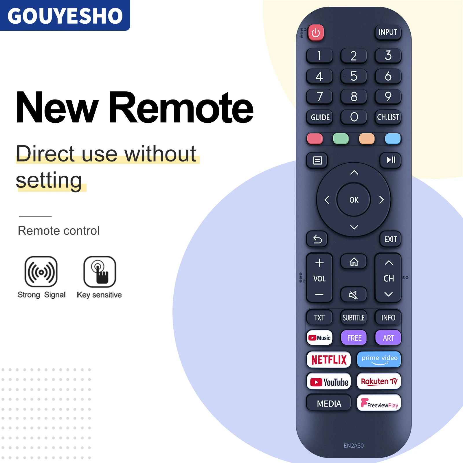 New EN2A30 For Hisense Smart 4K TV Remote Control 55AE7400F 43A7500FTUK 50A7300FTUK TV Remote 55AE7400FTUK