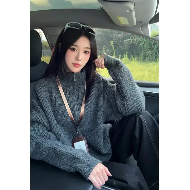 

Мужской кардиган Slim Fit в американском винтажном стиле, вязаный, с воротником-стойкой, повседневный, осенний, модный, высококачественный, как куртка-пальто