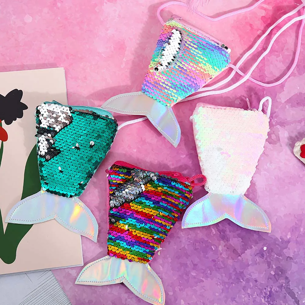 

Money Pouch Mermaid Tail Sequin Coin Purse Fish Tail Toys Storage Girls Sequin Crossbody Bag Sundries Bag Bag Accessories