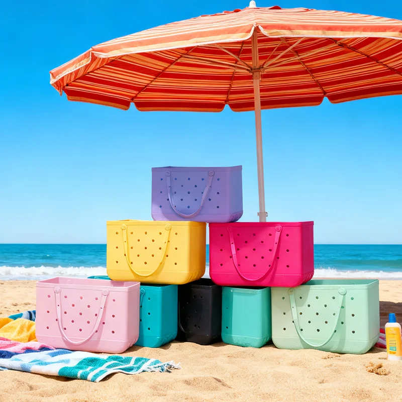

Large Capacity Women Fashion Handbag Summer Style EVA Large Outdoor Tote Bag Waterproof Basket Beach Storage Bag Shopping Picnic