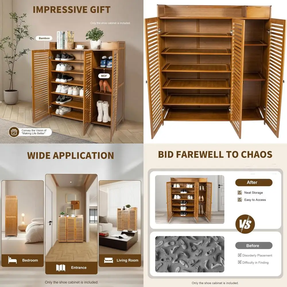 

7-ярусная бамбуковая подставка для обуви — напольный органайзер для хранения каблуков, кроссовок и обуви в прихожей, коридоре, гостиной и спальне