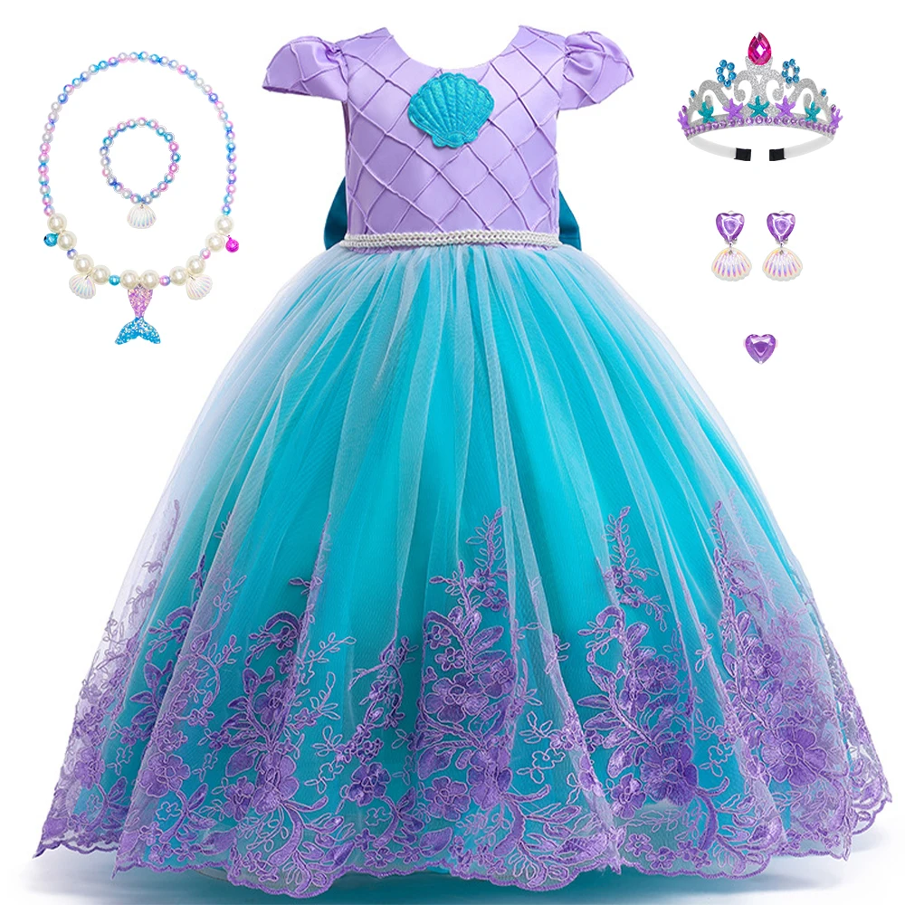 Costume de Sirène Cosplay de Carnaval pour Enfant, Robe Tutu de Princesse à Motif de Coquillage, avec Accessoires, pour ixd'Anniversaire sur le Thème de la Mer