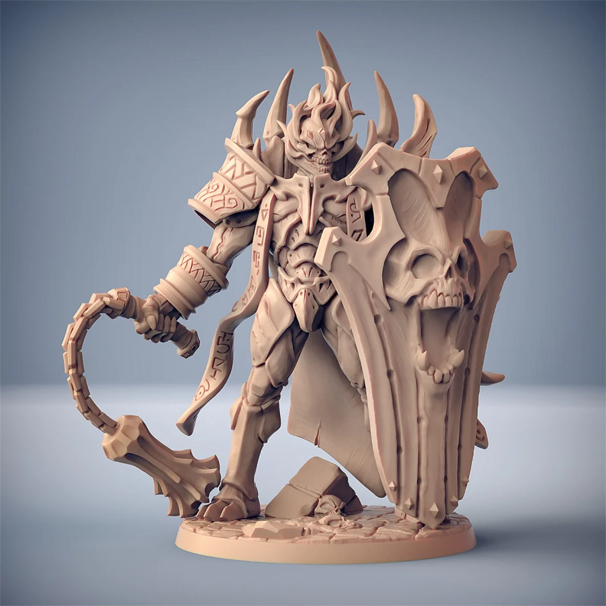 โมเดลการพิมพ์3D ด้วยกล้องจุลทรรศน์โครงกระดูกไม่ตายอัศวินผู้ไม่ตาย Lich King Zombie DND โมเดลชิ้นเกมบนโต๊ะ