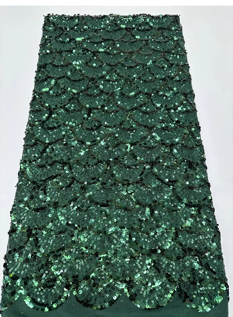 

1yard Full of sequin fan stripes with shiny embroidery tissu new gauze fabric for clothing Dress and wedding cheongsam fabric