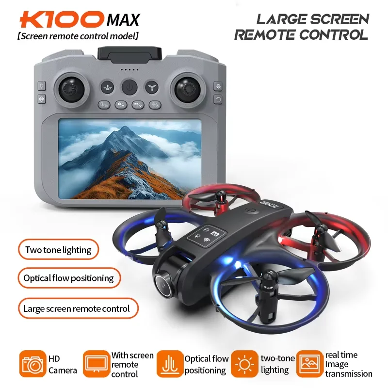 8KProfessional Dual Camera K100 Drone Headless Mode Obstacle Avoidance Anticollision WiFi FPV 360° Flip RC Quadcopter child Toys