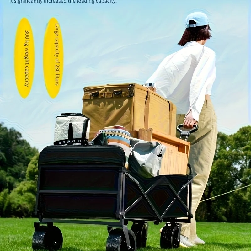 

Multifunctional folding shopping cart, trolley, height adjustable and 360° anti-slip wheels - heavy duty suitable for sports, sh