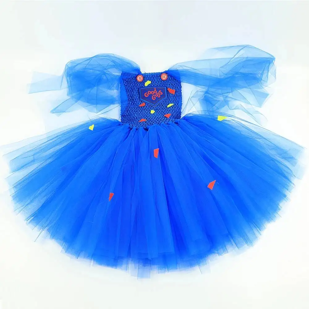 Children Halloween Chucky Costumes for Baby Girls Scary Ghost Doll Killer Fancy Tutu Dress for Kids Carnival Party Horror Outfit