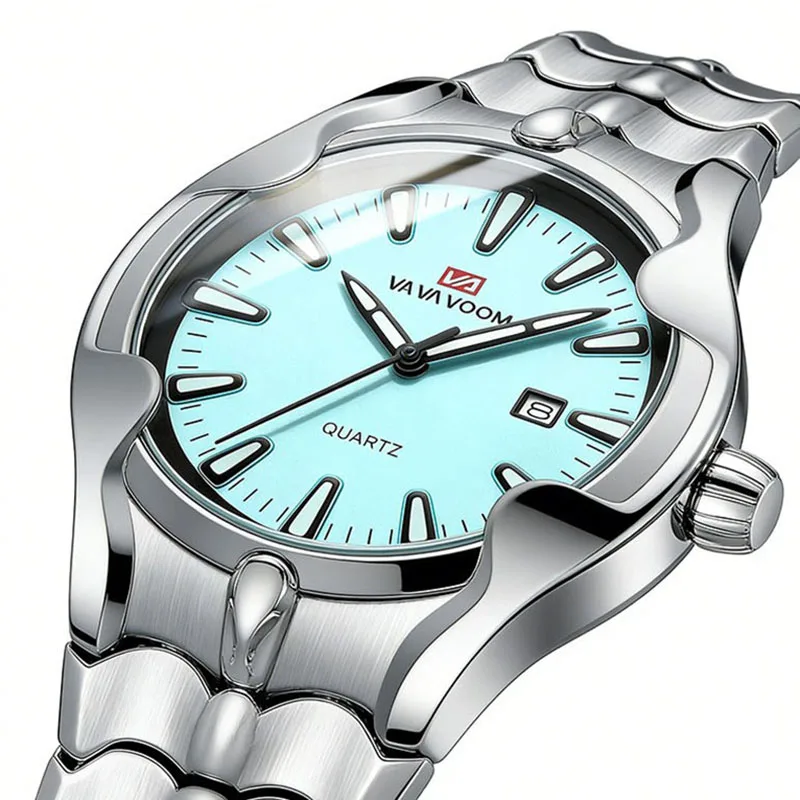 

Fashion Men Quartz Wristwatches Silver Cool New 2026 Luxury Brand Waterproof Stainless Steel Business Watch Male Calendar Clocks