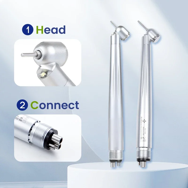 

Dental 2/4 Holes High Speed Handpiece 45° With/without Led Surgery Air Turbine Push Button Triple Water Ceramic Rotor,low Noise