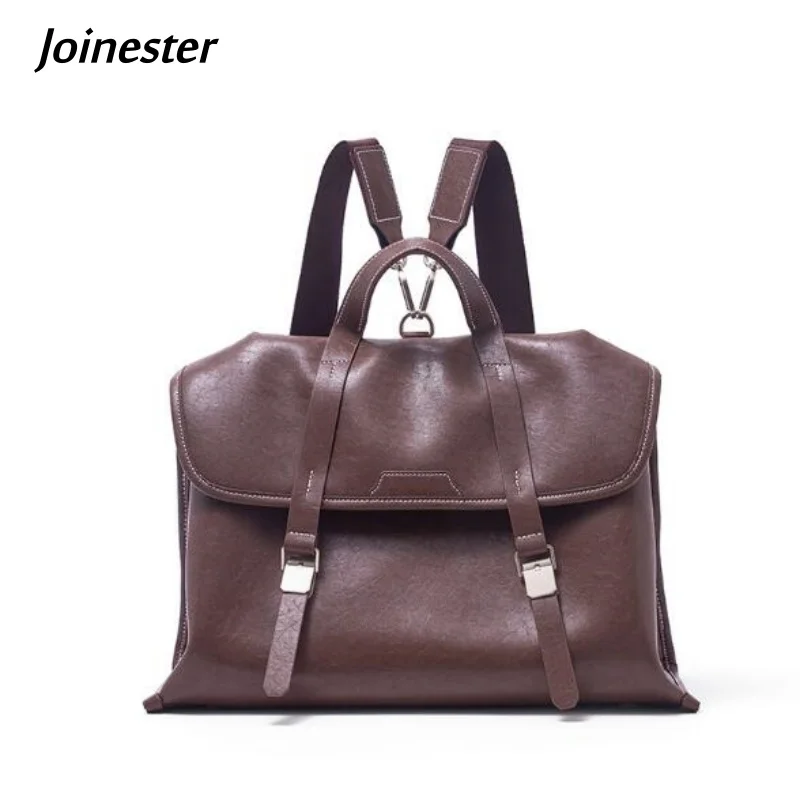 Vegetable Tanning Top Layer Cowhide Backpack for Women Retro Style Soft Genuine Leather Casual Travel Bag Pure Color Schoolbag