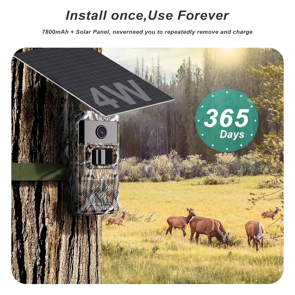 

PEGATAH 4G 2K Solar Powered Trail Camera 14MP Pictures IR Night Vision IP66 Waterproof Hunting Camera For Wildlife Monitoring