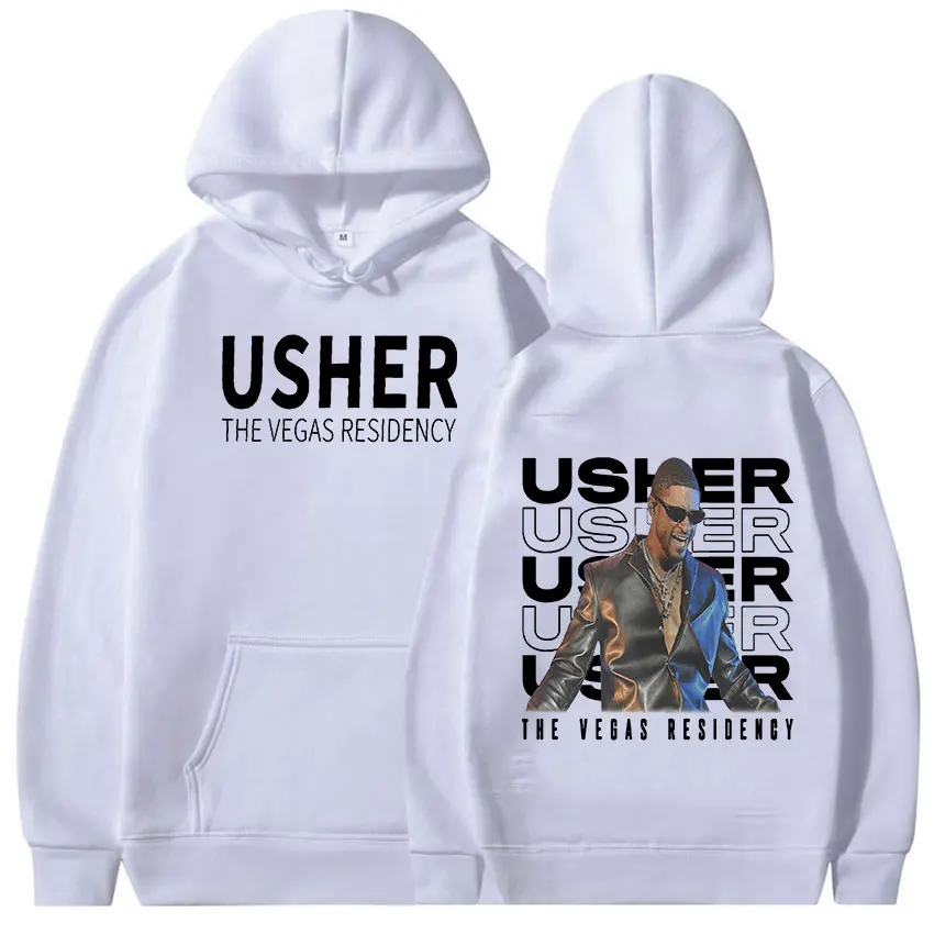 Rapper Usher The Vegas Residency Tour 2024 New Hoodie Men's Casual Fashion Pullover Sweatshirt Hip Hop Clothing Oversized Hooded