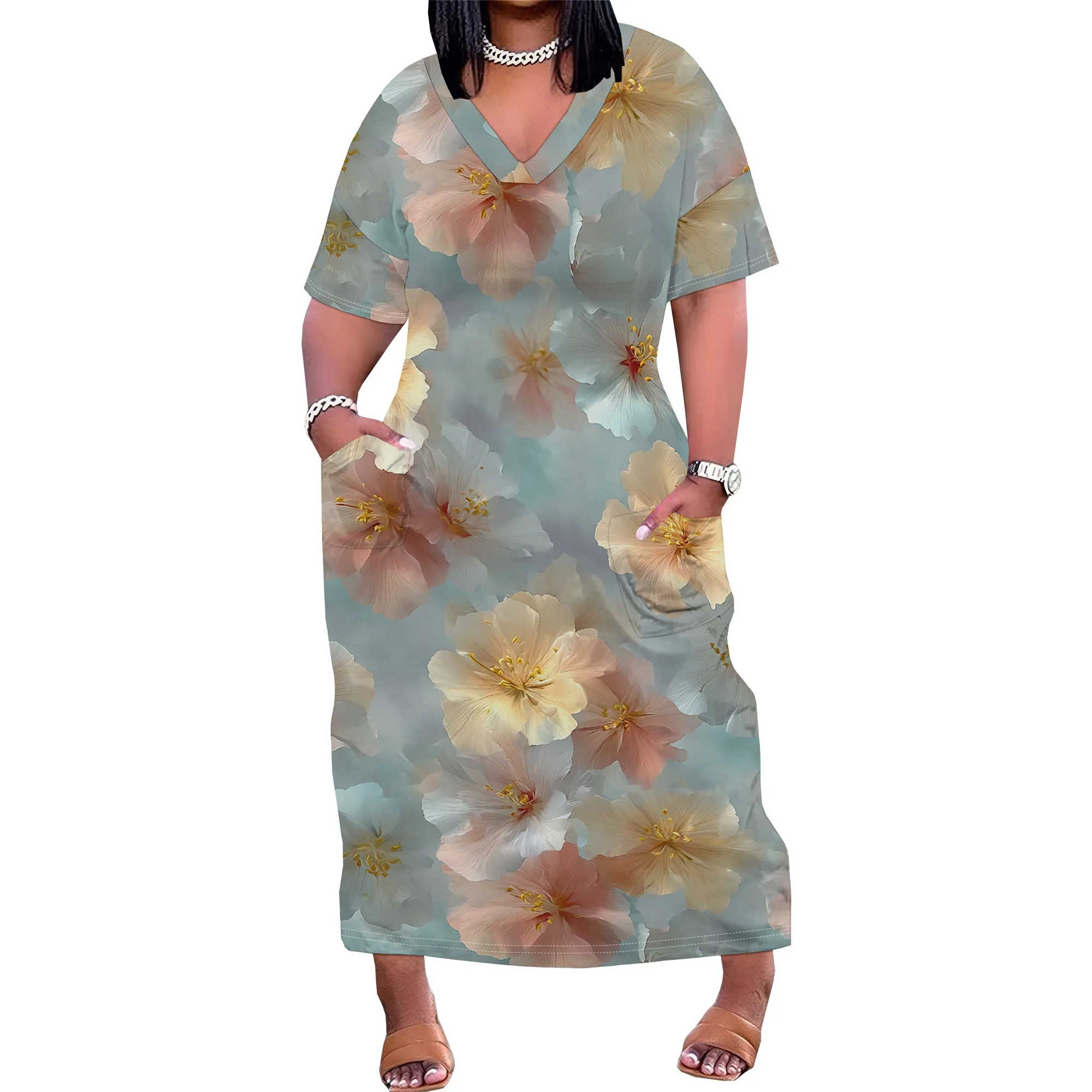 Рисунок 2 - Мягкое платье-кафтан с цветочным